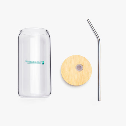 Drinking Glass with Bamboo Lids